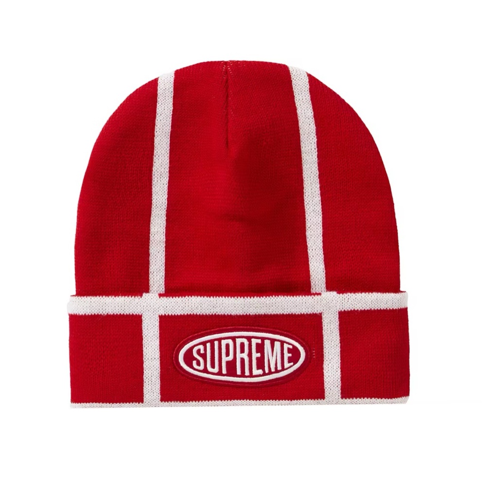 Supreme Grid Beanie Red